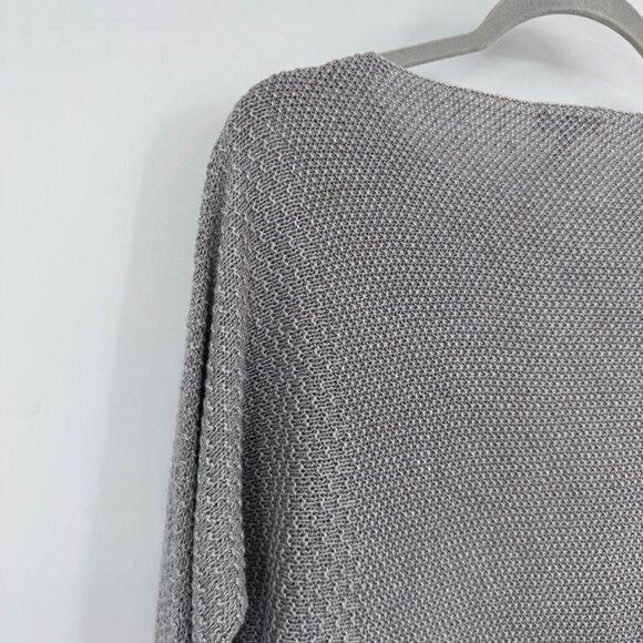 Eileen Fisher Linen sweater long sleeve crew neck rounded hemline woman’s size M - Picture 9 of 13